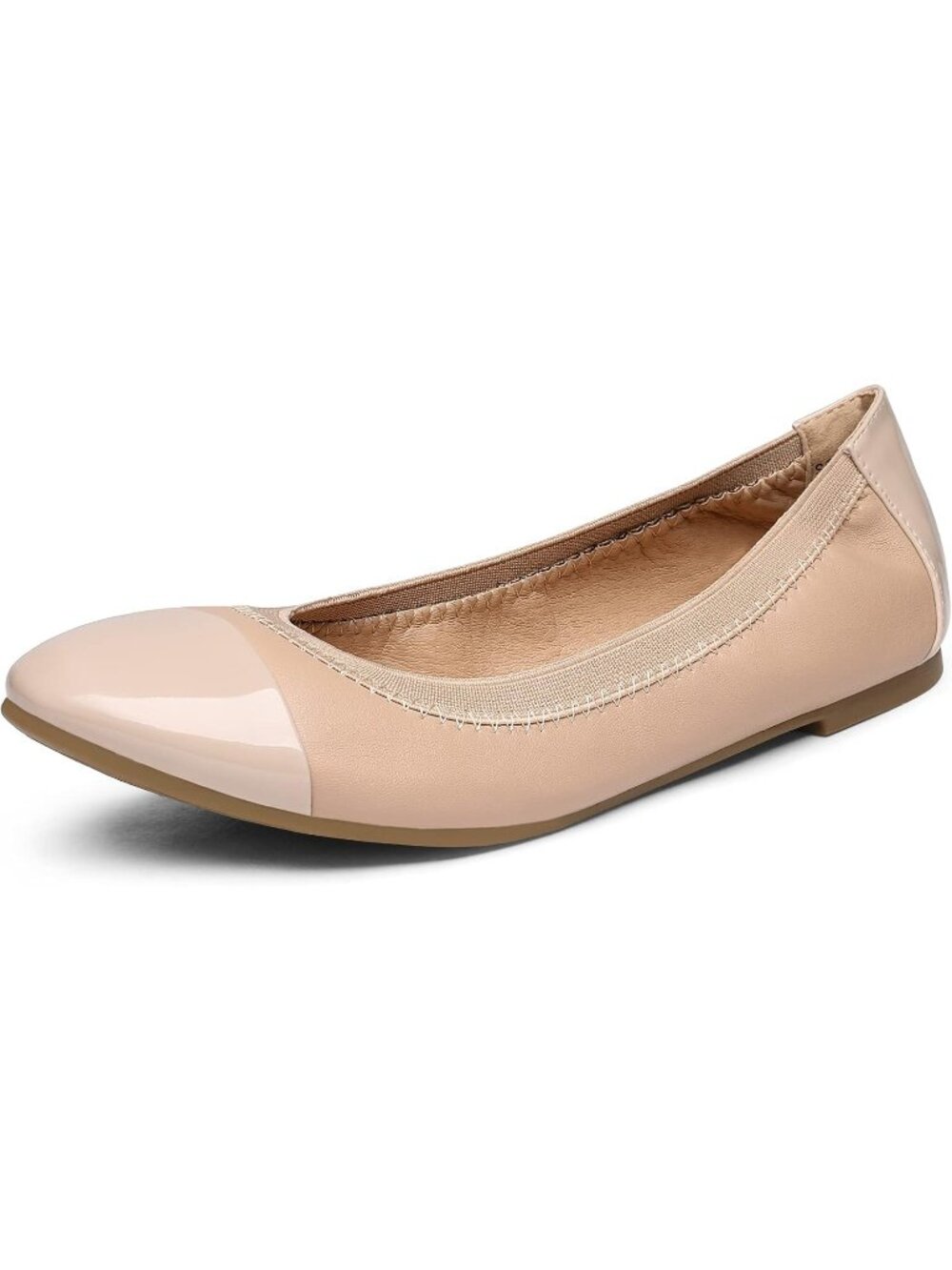 DREAM PAIRS Women's Nude Comfortable Round Toe Slip On Casual Ballet Flat Shoes
